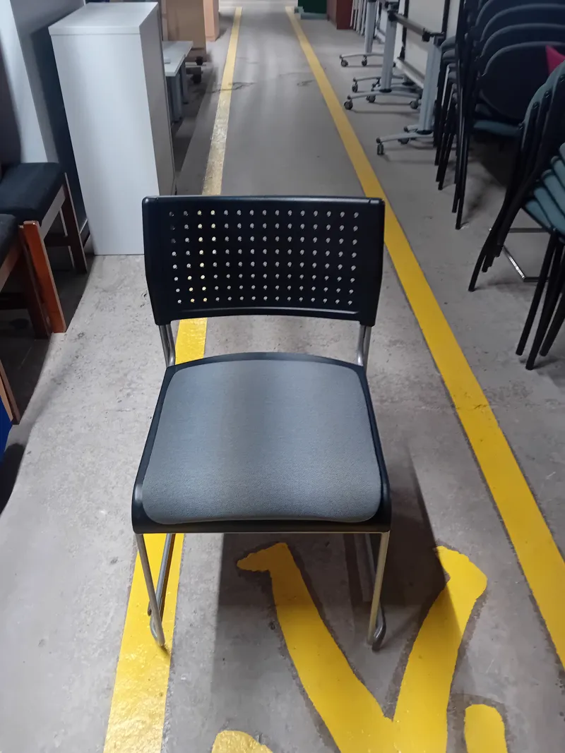 Black Stacking Chair with Perforated Back