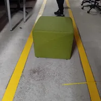 Lime Green Upholstered Cube stool