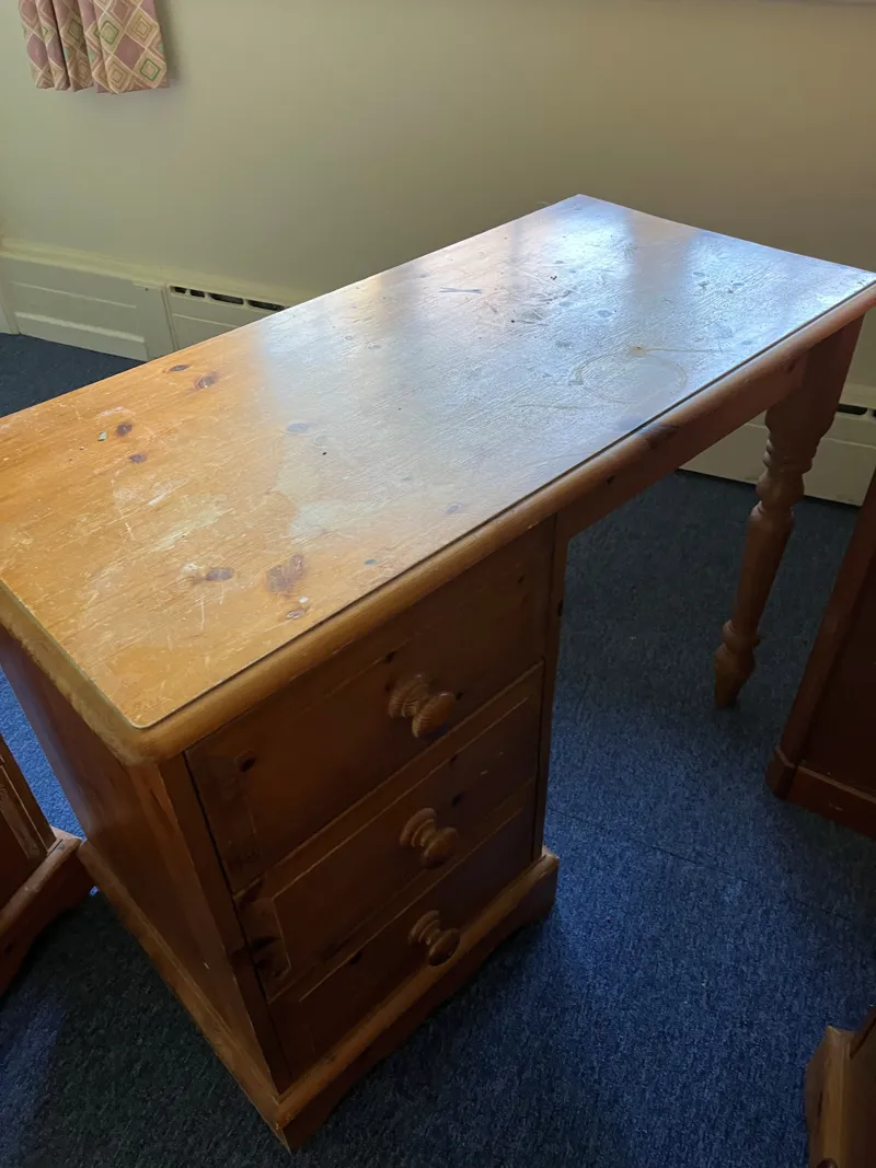 3 drawer writing desk pine