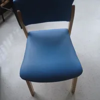 Blue Chair with Wooden Arms