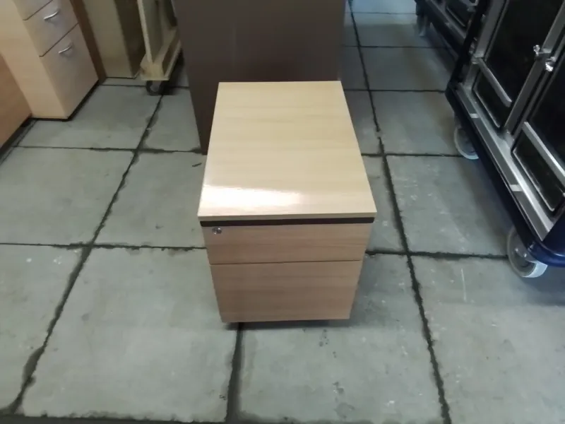Wooden Office Pedestal with Drawers - Beige/Natural
