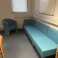 Teal Upholstered Sofa and Armchair Set