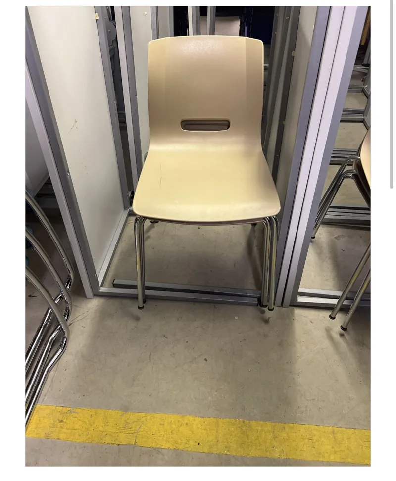 Cream Stackable Canteen Chair with Chrome Frame