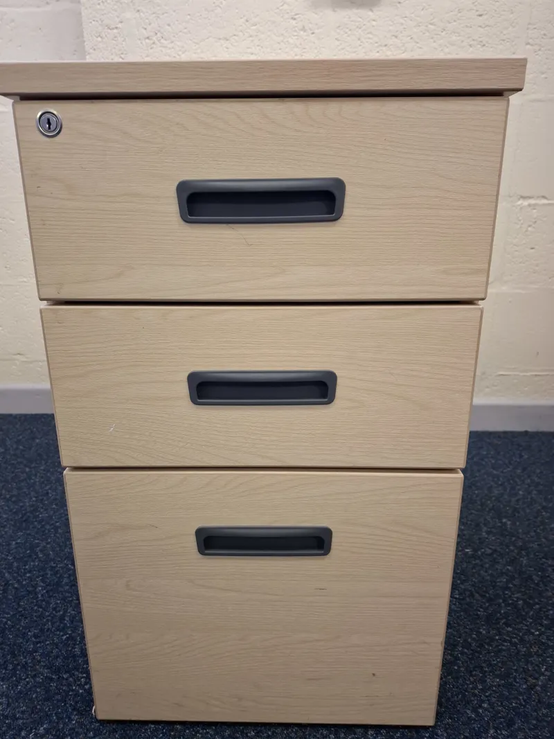 3-Drawer Wooden Storage Unit with Lock
