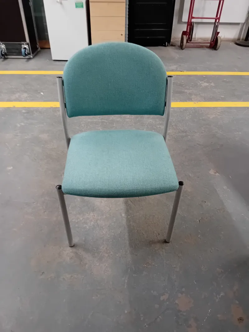 Teal Upholstered Stacking Chair with Grey Frame