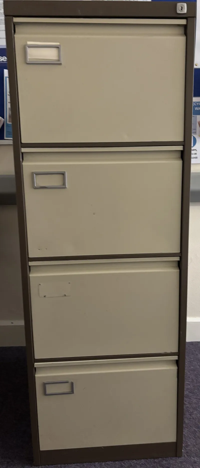 4-Drawer Filing Cabinet, Beige/Cream