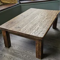 Rustic Wooden Coffee Table with Natural Oak Top