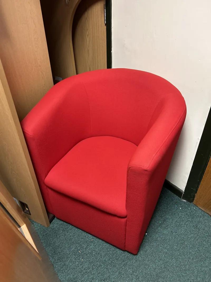 Red Tub Chair with Curved Back