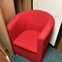 Red Tub Chair with Curved Back