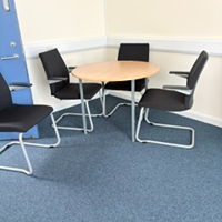 Meeting Table and Chairs Set – Beech/Natural Wood with Black Seating
