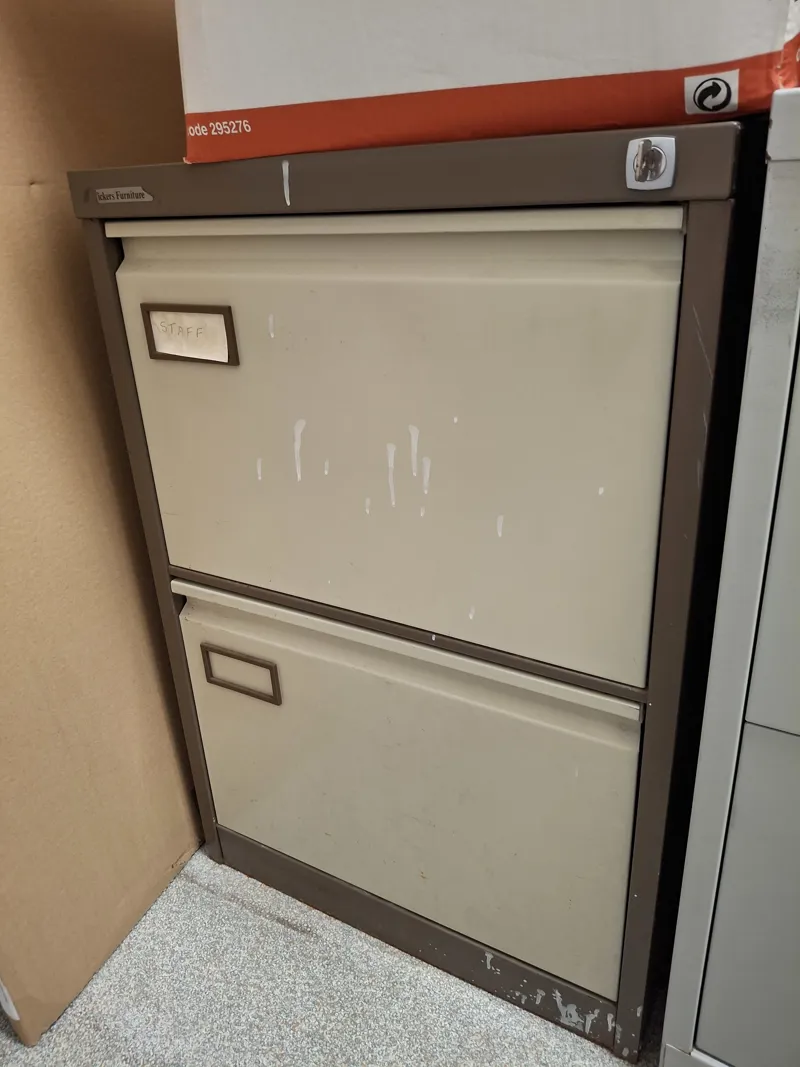 2 drawer filing cabinet with key