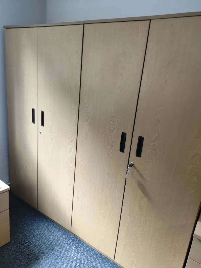 Light Wood 4-Door Office Wardrobe Cabinet