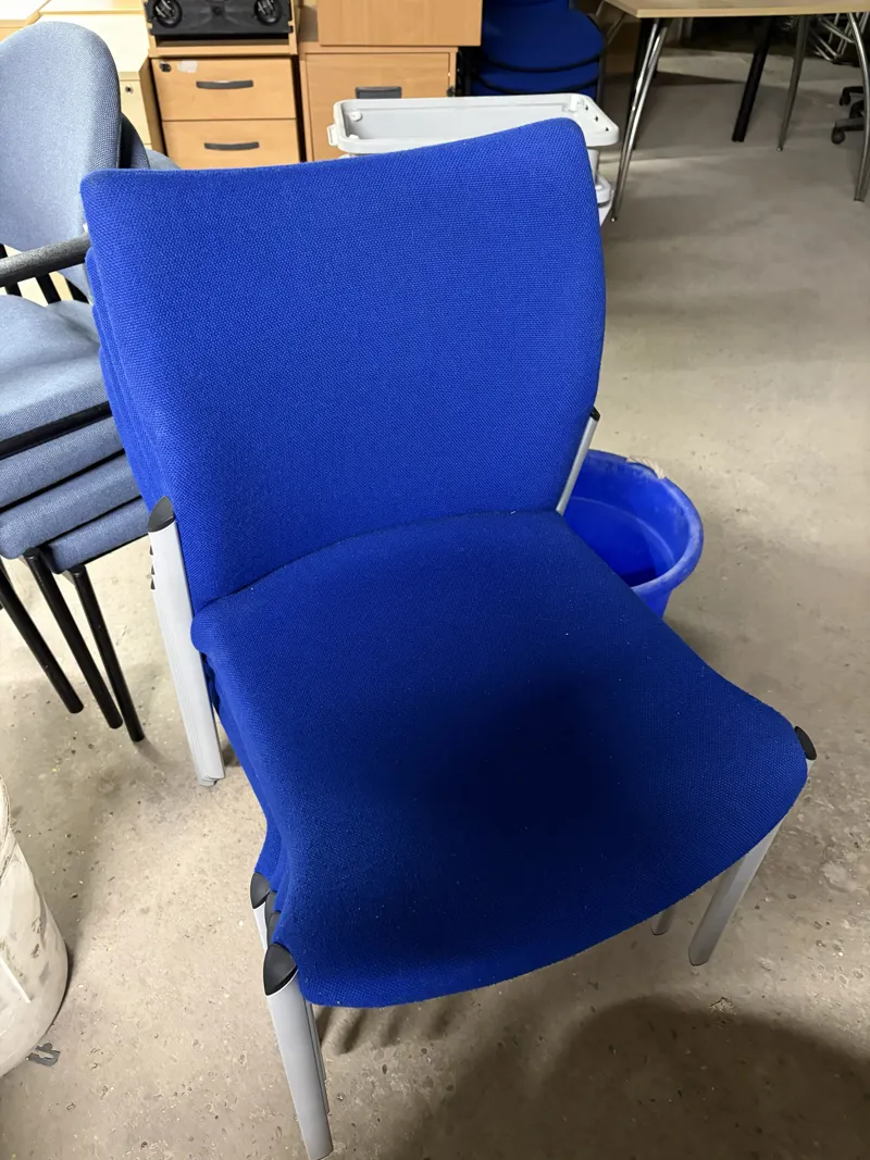 Blue Fabric Stacking Chair with silver