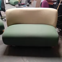 Modern Curved Sofa – Cream & Green Upholstery