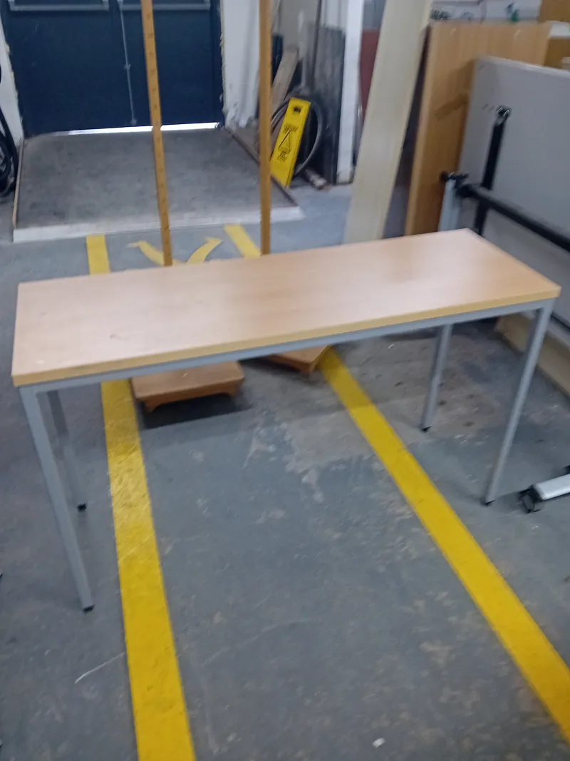 Rectangular Student Desk with Metal Frame and Light Wood Top