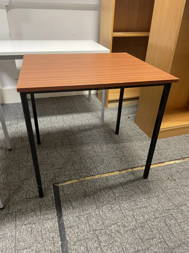 Rectangular Dining/Meeting Table - Wood Top, Black Steel Frame