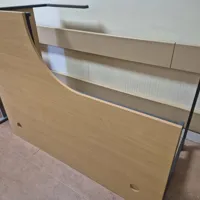 Light Oak Curved Office Desk with Grey Frame